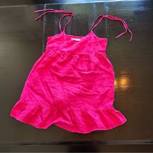Zara Small Hot Pink Tank Top Spaghetti Strap Shirt Top Linen Feel